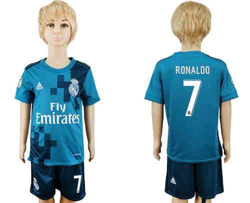 Real Madrid #7 Ronaldo Sec Away Kid Soccer Club Jersey - Click Image to Close